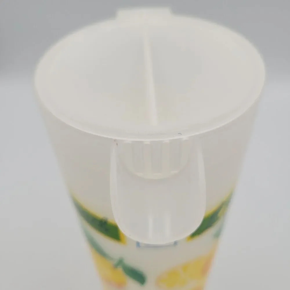 Vintage 70s Lemonade Pitcher Frosted Plastic 64oz Retro Picnic Grandmacore MCM